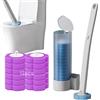DigScape Scopino per WC usa e getta, con 12 ricariche, sistema di pulizia usa e getta con supporto per la pulizia del bagno (set di spazzola + 12 testine (lavanda))