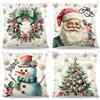 ZJILIXIA 4 Pezzi Federe Cuscini Natalizi 40x40cm,Cuscini Natalizi per Divano,Nuscino Natalizie Decorazioni,Federa per Cuscino in Lino,Copricuscino Natalizio Federe Di Natale per Cuscino Letto Divano (Verde)