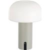 Baroni Home Lampada LED Senza Fili - Design a Fungo, Dimmer Touch, Ricaricabile USB-C, Luce Calda 3000K, Impermeabile per Interni ed Esterni, Metallo Verniciato, Altezza 22 cm (Tortora, 1 Pezzo)