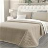 Clara Home Milano CLARA HOME Trapuntino Matrimoniale Colore Beige, Copriletto in Velluto Cinigliato Manopesca, Trapunta Leggera Mezza Stagione, Copriletto Trapuntato, Made in Italy