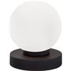 meineWunschleuchte Reality Leuchten Lampada da tavolo a sfera in vetro bianco Ø12 cm - Base color ruggine - dimmerabile tramite touch