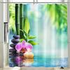 Vgzsyomqib Tenda Doccia Antimuffa Stoffa Impermeabile Zen Tende Doccia Grande con Occhielli e Anelli Lavabile Lavatrice 240x200 cm Bamboo Tenda Vasca da Bagno Tessuto in Poliestere, Verde Blu