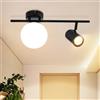 ZMH Faretto da soffitto 2 fiamme Nero Lampada da soffitto Lampada da cucina 40CM Moderna lampada da soffitto con faretti da soffitto girevoli GU10 Lampada da parete a sfera in vetro