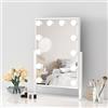 Moziel Specchio da Trucco Hollywood con Luci 41L x 30l cm a 12 Led sul Tavolo, 3 Colori di Luce e Funzione di Luminosità Regolabile, Dimensioni con Base 48L x 36l cm