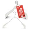 MAWA Grucce Appendiabiti Ergonomiche in Metallo, Set di 10, Ideali per Cappotti, Giacche, Blazer e Completi, Gancio Girevole 360°, Rivestimento Antiscivolo, 38 cm, Bianco