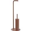 Inbagno Piantana Bagno Portarotolo E Portascopino Taki In Acciaio Mocha - 22x22x67,2 Cm - Finitura Opaca Con Contenitore Removibile