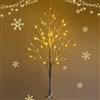RELAX4LIFE Albero di Natale Nudo 120 cm con LED, Albero Realistico Con Rami Nudi senza Foglie in PVC, 48 Luci LED Bianco Caldo, Tronco Intero con Base di Radici per Feste, Bianco (120 cm)