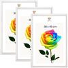 MG Design Set da 3 cornici portafoto 30 x 45 cm - Cornici in legno Bianco con vetri acrilici infrangibili, verticale e orizzontale con fissaggio a parete stabile