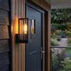 hofstein Lampada da parete per esterno Palanga, lampada da esterno in metallo/vetro in nero/chiaro, lampada in verticale per terrazza/giardino/area d'ingresso, 1 x E27, grande effetto luminoso, senza lampadina