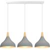 iDEGU 3 Luci Lampadario a Sospensione Retrò LED Lampada a Soffitto in Legna Metallo Moderna Lampada a Sospensione Stile Scandinavo Plafoniera per Sala da Pranzo Soggiorno Cucina (Grigio, Barra)