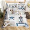 Homemissing Stella marina Copripiumone Conchiglia marina oceanica Tema Creature marine Set Copripiumino 135x200cm per Bambini Adulti Hawaiian Sealife Copripiumini Ultra morbido Decorazione