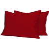Home Tresor - Coppia Federe per Guanciali Letto con 3 Bottoni Clic Clac, Misura cm. 52x82, Made in Italy, 100% Puro Cotone, 57 fili cm^2, Tinta Unita BORDEAUX