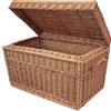 weeco Cestino in vimini da 60 cm con coperchio, in vimini marrone, rettangolare