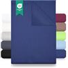 GREEN MARK Textilien lenzuolo piano 100% cotone - Lenzuolo classico senza elastico, morbido sulla pelle, facile da mantenere, lavabile ad alta temperatura - Blu Navy - 150 x 250 cm