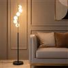 Wylolik 6 Sfere di Vetro Lampada da Terra per Soggiorno, Luce Calda, Oro Nero, G4 Moderna in Metallo Interruttore a Pedale Base in Marmo Camera da Letto Lampada da Terra d'angolo (Nero,63IN)
