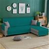 IlGruppone Copridivano Trapuntato con Penisola Destra o Sinistra Salvadivano Simple Antimacchia Antiscivolo AntiGraffio Copri Chaise Longue con Lacci Universale - Petrolio - 2 Posti+Penisola