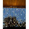 Generico Tenda luminosa natalizia a LED luci di Natale lineari con scintillii flash bianco freddo intermittenti ideale per balconi, pareti e tettoie e facciate (Luce calda + flash bianco, 6x0.8 Mt)