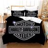NICHIYO, set copripiumino e federe, motivo: Harley Davidson, in microfibra, con stampa digitale 3D, set da 3 pezzi (Bettbezug + federe) (13, letto king 220 x 240 cm)