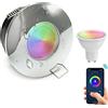 Planetitaly Faretto incasso IP65 SMART WiFi controllo vocale 5W GU10 RGB CCT da 2700K a 6500K cromoterapia luci box doccia 230V (Silver cromato)