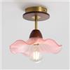 DLGLOLIN Lampada da Soffitto in Vetro, Vintage Creatività Fiore Plafoniera, E27 Rosa Illuminazione a Soffitto, Legno Lampadario A Sospensione Per Soggiorno Sala da Pranzo Camera