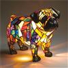 AHQCBWG Corgi, lampada da tavolo a forma di bassotto francese, luce notturna USB, in vetro colorato, lampada da tavolo a LED per comodino, soggiorno, camera da letto, amanti degli animali, decorazione per la