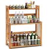 KOMFOTTEU Scaffale per spezie in bambù, porta spezie da cucina con 1 ripiano regolabile, scaffale per cucina, sala da pranzo, camera da letto, ufficio, 41,5 x 18 x 50 cm (lunghezza x larghezza x
