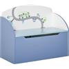 HOMCOM Panca Contenitore Portagiochi 2 in 1 in Legno, Cassapanca con Schienale per Bambini da 3-6 Anni, 60x30x50 cm, Blu