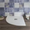 Auria Piatto Doccia 90x90 cm in Resina - Bianco Effetto Pietra, Tagliabile su Misura, Antiscivolo, Semicircolare e Sottile - Modello Blan