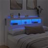 IKAYAA Testiera Letto Matrimoniale LED Legno 180 cm Contenitore Scomparti Bianco 180 x 103.5 cm