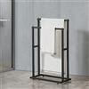 [en.casa] Portasciugamano a Terra (AxLxP) 78 x 48 x 24 cm Mobile di Supporto Asciugamani con 2 Barre in Acciaio - Nero