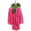 HAOSHICS 12 fiori artificiali in glicine appesi, vite di glicine finta in seta, fiori di glicine finti per archi esterni, matrimoni, feste in casa, giardino (rosa)