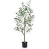 COSTWAY Pianta Finta di Oliva 130 cm, Pianta Olivo Artificiale in Vaso Decorazione per Casa e Ufficio, Pianta Finta in PE con Frutti Realistici da Interno ed Esterno (1)