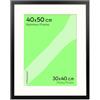 FRAMAI® Cornice portafoto 40x50 cm in Nero - con Passepartout - Cornice in legno MDF, Plexi resistente alle rotture, ecologico, con sospensione e supporto - Formato verticale e orizzontale