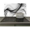 KitchenYeah© Paraschizzi Cucina 83x51 cm Pannello Dietro Piano Cottura Fornelli a Gas Paraspruzzi, Protezione Induzione Nero - Bianco - Grigio - Astratto