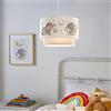 lux.pro Lampada a Sospensione per Cameretta Lampadario per Bambini Lampada da Soffitto con Doppio Paralume Cilindrico Decorato con Elefante - Bianco