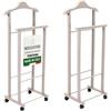 OWIJI Indossatore Appendiabiti Legno Faggio Tortora Set 2 Pezzi Rotelle Servo Muto Doppio Dimensioni 45 x 30 x 95 cm Appendiabiti Vestiti Camera Letto Cabina Armadio Grezzo