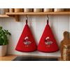Corredocasa Set 2 Strofinacci Cucina Spugna 70cm, 100% Made in Italy - Canovacci da Cucina di Alta qualità e Massima Asciugatura con Comodo Appendino - Set di Stracci Rotondi (Rosso Oca)