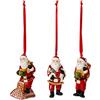 Villeroy & Boch - Nostalgic Ornaments Ornamenti Babbo Natale 3 Pz., Articolo Raffigurante Babbo Natale da Usare Come Decorazione per L'Albero o da Appendere in Porcellana Dura, Multicolore
