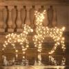 Lights4fun Set di 2 luci LED, renna e cervo, L Studley, decorazione natalizia per esterni, con spina di alimentazione