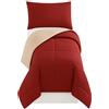 Corredocasa Piumone Letto Singolo Invernale, Made in Italy - Morbido Double Face, Trapunta Invernale da 350gr/mq Microfibra Manopesca Traspirante e Anallergica (Bordeaux Panna, Singolo)