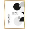 Framai® Cornice portafoto 50 x 70 cm oro MDF cornice ecologica con plessi infrangibili, gancio e supporto