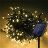 FIVMEN Catena di luci solari per esterni, 100 m, 1000 LED, per esterni, resistente alle intemperie, impermeabile, IP44, con pannello solare e USB, decorazione natalizia, illuminazione per esterni