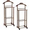 PALUPLUS 2 Appendiabiti Doppi da Camera in Legno di Faggio SCURO, Misura 43x33x105 cm, Servo Muto con 4 Ruote, 2 posti per giacche, pantaloni, camicie, Made in Italy -258F