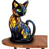 Generico Lampada Gatto in Vetro Colorato - Lampada da Tavolo LED Decorativa 3D - Luce Notturna in Resina - Lampada Stile Tiffany per Salotto, Camera, Ufficio - Lampada da Tavolo Animali,Le Chat A