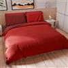 PETTI Artigiani Italiani - Set Copripiumino Matrimoniale 220x200 cm (2 Federe 80x80 cm Incluse), Parure Copripiumino Morbida Microfibra Tinta Unita Rosso - Bordeaux