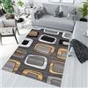 TAPISO Maya Tappeto Soggiorno Pelo Corto Design Moderno Motivo Astratto Geometrico Quadrati Irregolari Nero Grigio Giallo Camera da Letto Cameretta Ufficio Salotto Oeko-Tex 200 x 300 cm