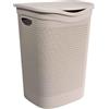 Virsus Cesto Portabiancheria in Plastica Effetto Rattan, 39,5x37x54 cm, cesta rettangolare con coperchio, struttura Intrecciata per biancheria sporca in bagno, lavanderia, Hotel -4015F-1,8 (Tortora)