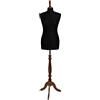 The Shopfitting Shop Manichino nero da sarta con busto femminile, rivestimento in jersey nero, con treppiedi in legno di rose indiano, taglia 44/46