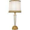 Generico LUCECLASS - C468 Lampada da comodino classica artigianale elegante in puro cristallo e ottone, con paralume in misto seta plissettato avorio, per camera da letto, soggiorno, corridoio, hotel.