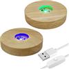 luolety Base rotonda in legno chiaro a LED, confezione da 2 basi di supporto per luce rotonda in legno da 10 cm, base di visualizzazione di luci a LED in legno per l'arte in resina di vetro di